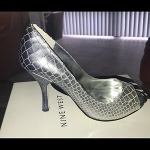 Enzo Angiolini by Nine West silver heels